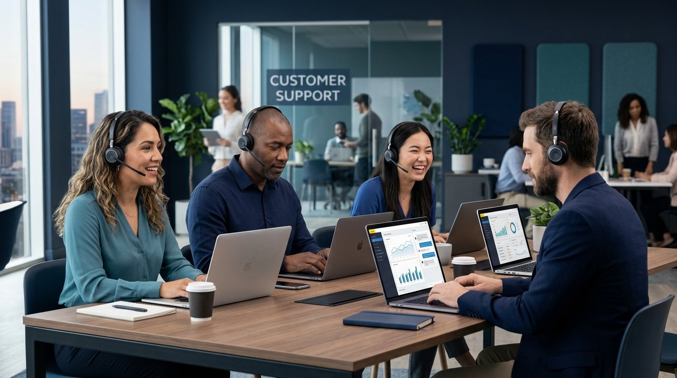 NorvoxOrganics professional customer support team collaborating in modern office